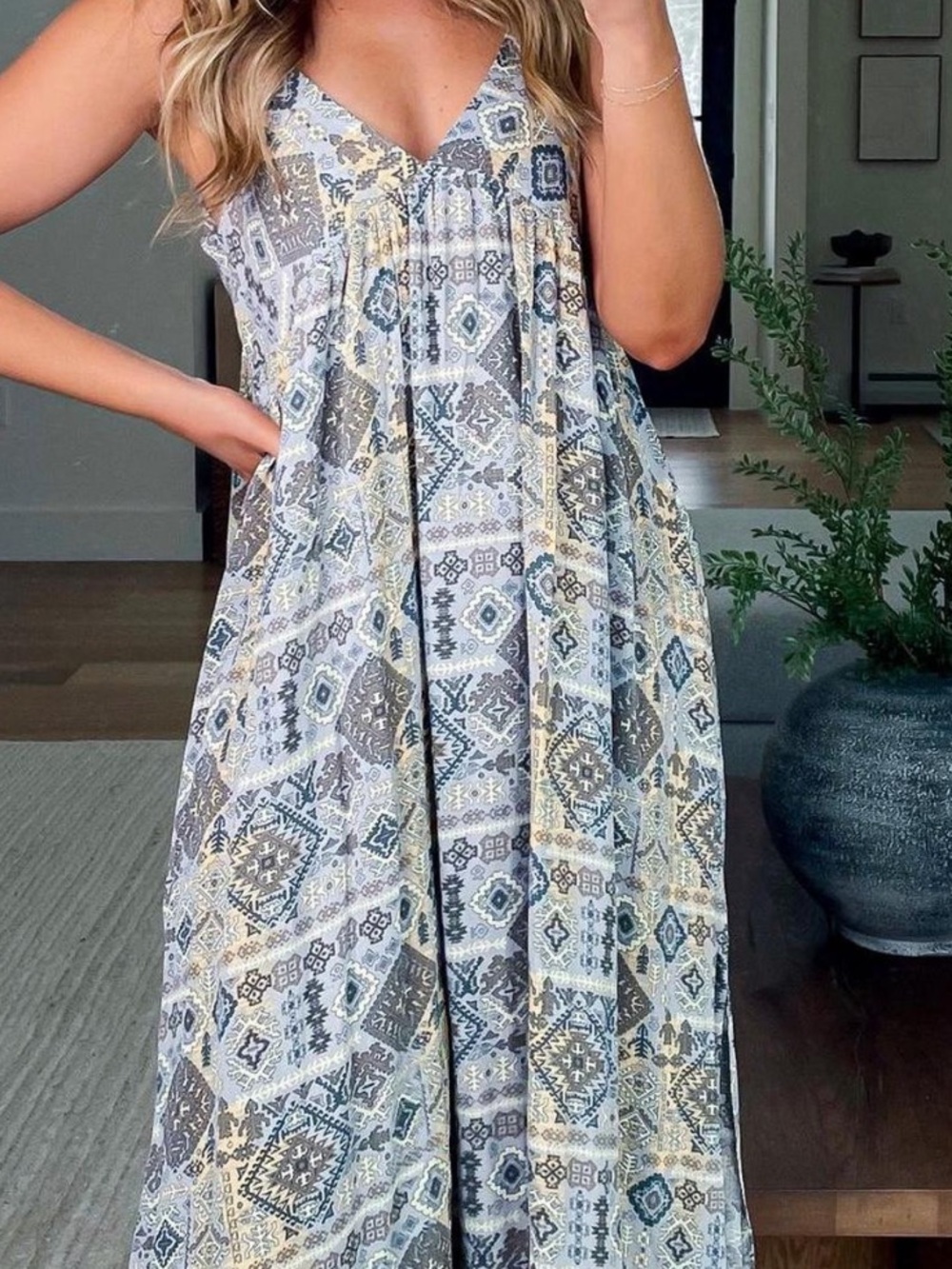 Boutique Paisley Maxi/Midi Slip Dress with Slit